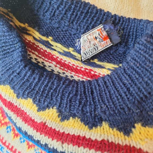 DANNIT Denmark Fair Isle Yoke Hand Knitt Wool Sweater Womans - Picture 7 of 7